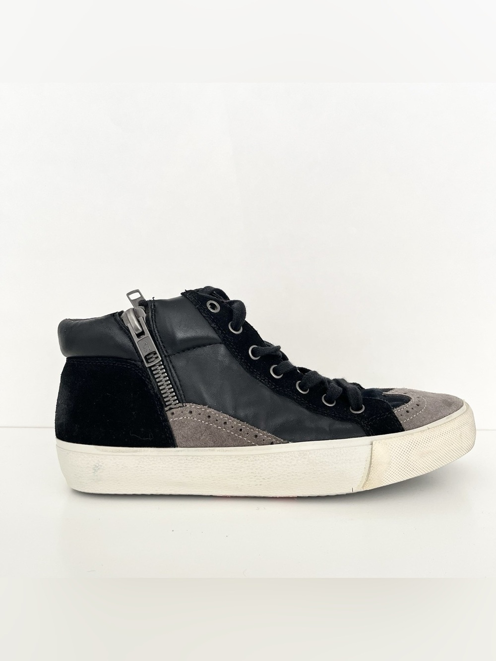 Ash Women's Scab BIS High Top Sneakers Black Leather Suede 10.5-11 Wingtips